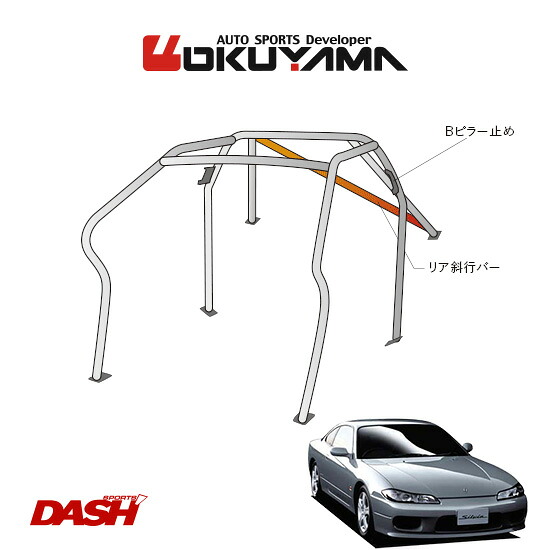 OKUYAMA オクヤマ DASH ロールバー スチール製 シルビア S15 [7P/No.7/2名] ダッシュボード逃げタイプ ※個人宅への配送不可、送料注意