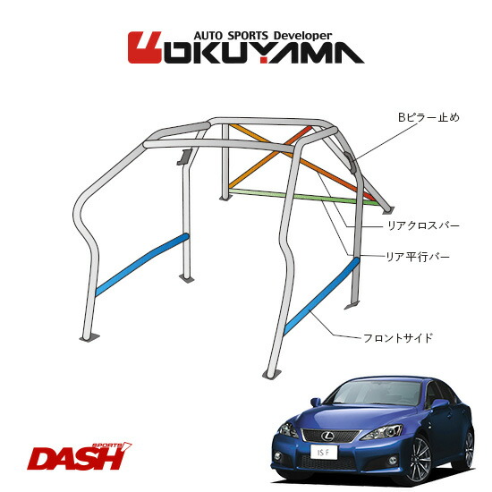 OKUYAMA オクヤマ DASH ロールバー スチール製 レクサス IS-F USE20 [11P/No.14/2名] ダッシュボード逃げタイプ ※個人宅への配送不可、送料注意