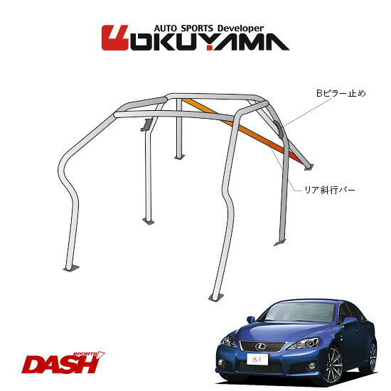 OKUYAMA オクヤマ DASH ロールバー スチール製 レクサス IS-F USE20 [7P/No.7/2名] ダッシュボード逃げタイプ ※個人宅への配送不可、送料注意