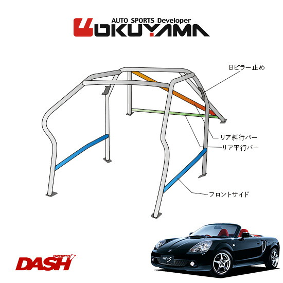 OKUYAMA オクヤマ DASH ロールバー スチール製 MR-S ZZW30 [10P/No.13/2名] ダッシュボード逃げタイプ ※個人宅への配送不可、送料注意
