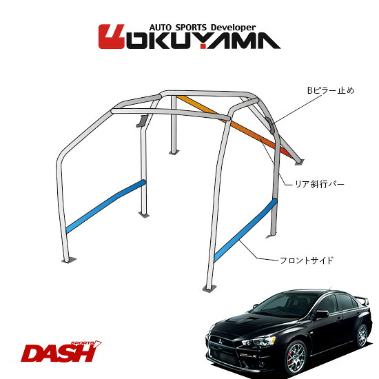 OKUYAMA オクヤマ DASH ロールバー スチール製 ランサーエボリューションX CZ4A [9P/No.12/2名] ダッシュボード貫通タイプ ※個人宅への配送不可、送料注意