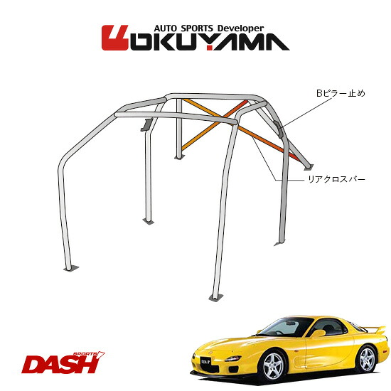 OKUYAMA オクヤマ DASH ロールバー スチール製 RX-7 FD3S [8P/No.11/2名] ダッシュボード貫通タイプ ※個人宅への配送不可、送料注意