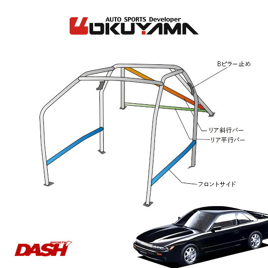 OKUYAMA オクヤマ DASH ロールバー スチール製 シルビア PS13/S13 [10P/No.13/2名] ダッシュボード貫通タイプ ※個人宅への配送不可、送料注意