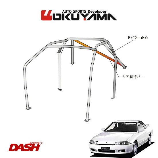 OKUYAMA オクヤマ DASH ロールバー スチール製 スカイライン R32 [7P/No.7/2名] ダッシュボード貫通タイプ ※個人宅への配送不可、送料注意