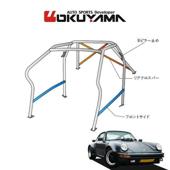 OKUYAMA オクヤマ OKUYAMA ロールバー スチール製 ポルシェ 911 930 ノーマルルーフ [10P/No.20/2名] ダッシュボード逃げタイプ ※個人宅への配送不可、送料注意｜オートクラフト