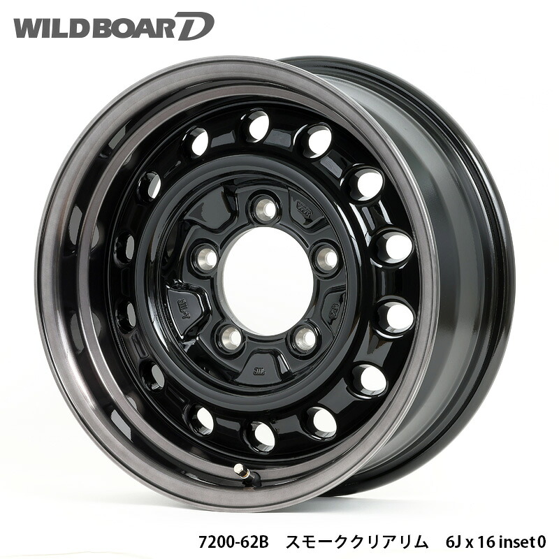 APIO アピオ アルミホイール WILDBOAR D 16インチ 6.0J 5H PCD139.7 &plusmn;0 5本セット グロスブラック/スモーククリア ジムニーシエラ / ジムニーノマド｜オートクラフト