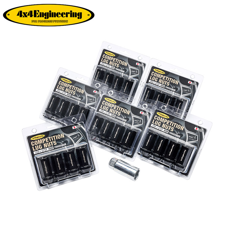 4x4エンジニアリング コンペティションラグナット 24個入り M14×1.5、19HEX、BK、長さ：48mm 北海道・沖縄・離島は要確認