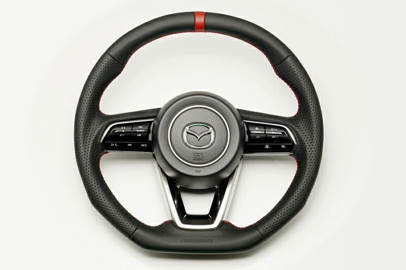 AutoExe オートエクゼ スポーツステアリングホイール レッドステッチ CX-80 KL3P KL3R3P KL5S3P｜オートクラフト