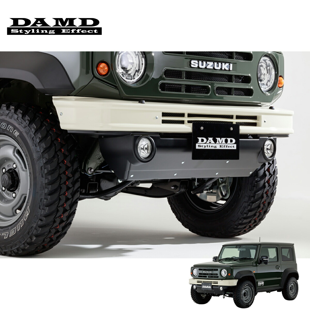 DAMD ダムド 【JIMNY SIERRA the ROOTS.】 フロントバンパー 未塗装品素地 ジムニーシエラ JB74W 2018.7～ 1-4型 個人宅配送不可 離島は要確認