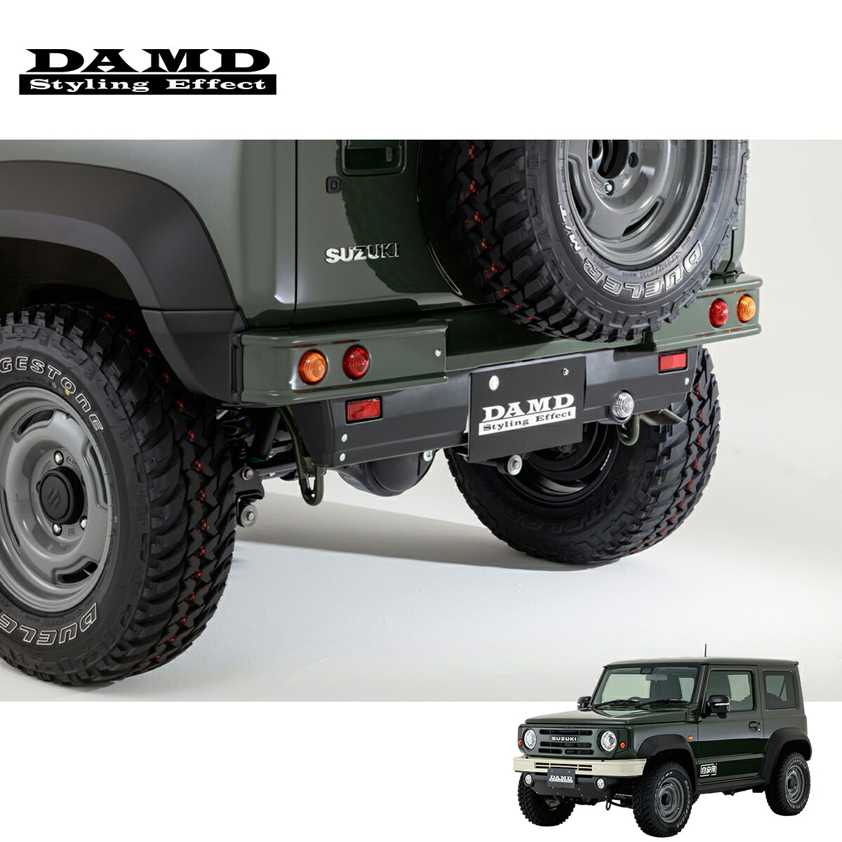 DAMD ダムド 【JIMNY SIERRA the ROOTS.】 リアバンパー＋エクステンション 塗装済品 ジムニーシエラ JB74W 2018.7～ 1-4型 個人宅配送不可 離島は要確認