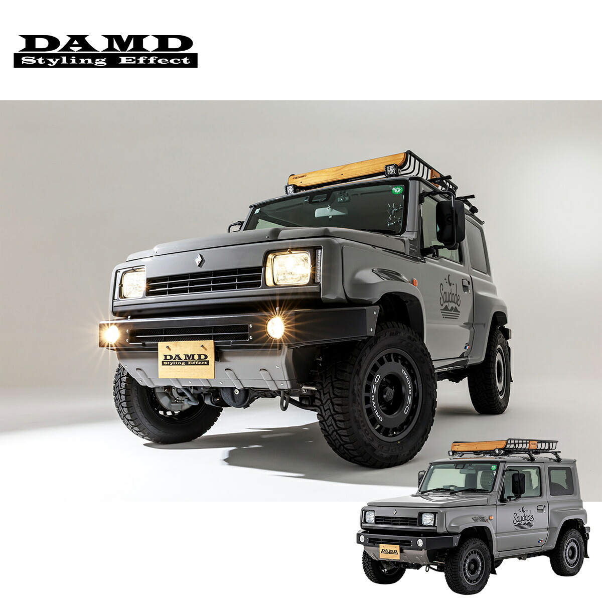 DAMD ダムド 【JIMNY SIERRA saudade】 saudade コンプリートキット＋OZ Rally Racing 5本セット ボンネットフードカバー有 未塗装品素地 ジムニーシエラ JB74W 2018.7～ 1-4型 個人宅配送不可 離島は要確認