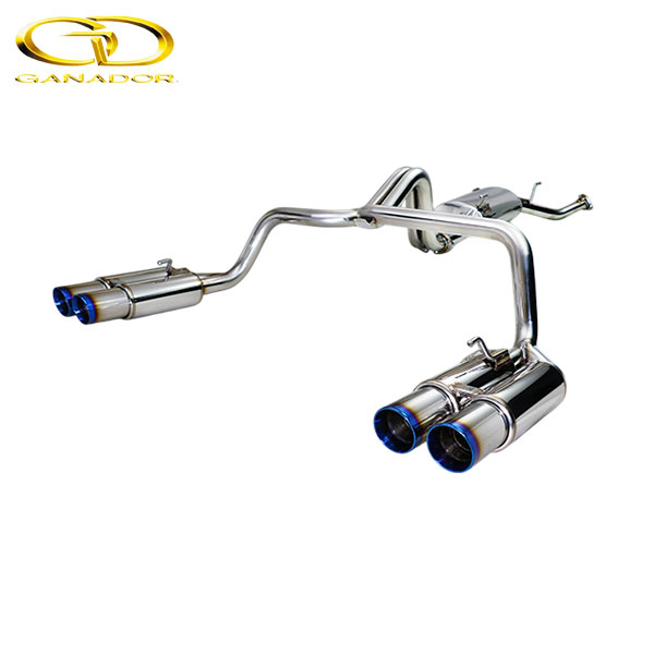 GANADOR マフラー Vertex 4WD/SUV ランドクルーザー200 CBA-,3BA-URJ202W H29/7-R3/7 1UR-FE [後期 / 純正トレーラーヒッチ付専用] 触媒以降 左右4本出し ブルー発色 個人宅配送不可 沖縄・離島は要確認