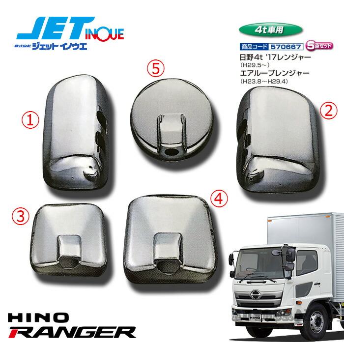 JETINOUE ジェットイノウエ ミラーカバーセット 【HINO 4t ’17レンジャー H29.5〜】