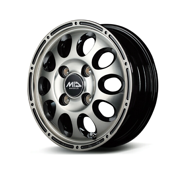 MID WHEELS GAIA-X アルミホイール4本セット 12x3.5B 4H PCD100 +45 (ガイア クロス BP/BC ブラックポリッシュ/ブラッククリア) キャリイDA16T|オートクラフト