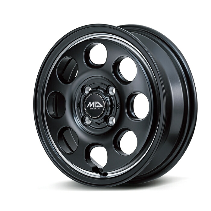 MID WHEELS GARCIA Palm8 アルミホイール4本セット 14x4.5J 4H PCD100 +45 (ガルシア パームエイト セミグロスブラック/ヴァーレイポリッシュ)|オートクラフト