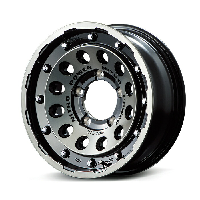MID NITRO POWER H12 SHOTGUN アルミホイール4本セット 16x6.0J 5H PCD139.7 -5 (エイチジューニショットガン BC ブラッククリア/マシニング) ナイトロパワー｜オートクラフト 58,344円