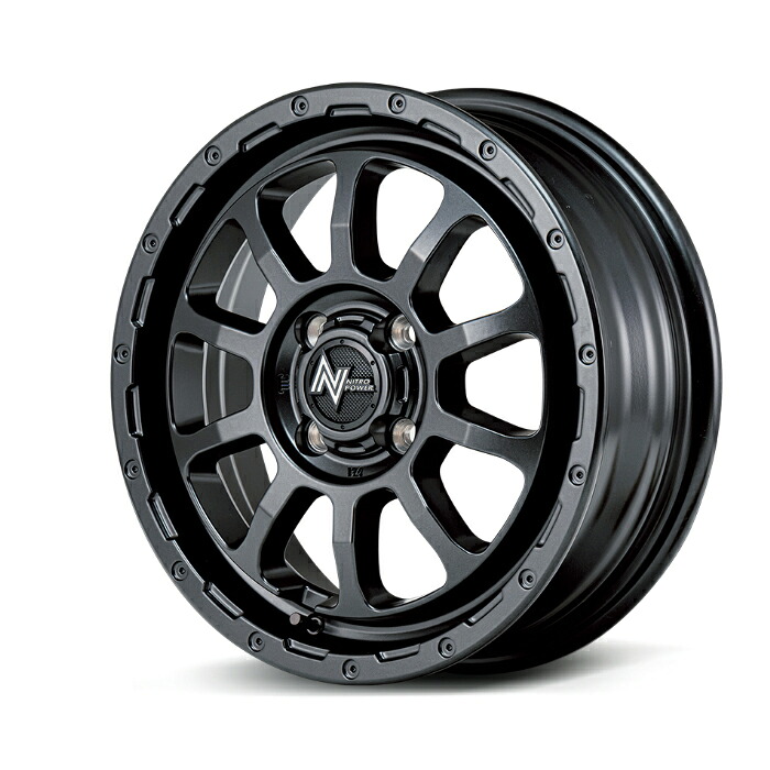 MID NITRO POWER M10 PERSHING BARREL BLACK EDITION アルミホイール4本セット 15x5.0J 4H PCD100 +45 (エムテンパーシングバレルブラックエディション バレルブラック) ナイトロパワー|オートクラフト