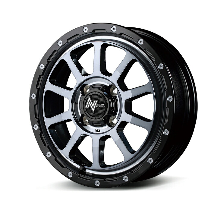 MID NITRO POWER M10 PERSHING アルミホイール4本セット 15x5.0J 4H PCD100 +45 (エムテンパーシング BK ブラック/マシニング/BKクリア) ナイトロパワー|オートクラフト