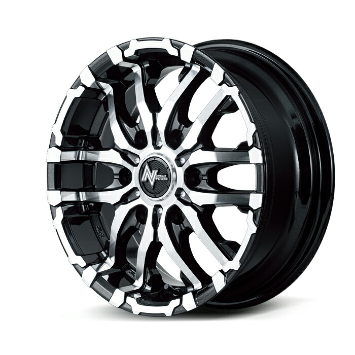 MID NITRO POWER M26 CROSSFANG アルミホイール4本セット 17x6.5J 6H PCD139.7 +38 (エムニーロククロスファング ブラックメタリック/ミラーカット) ナイトロパワー|オートクラフト