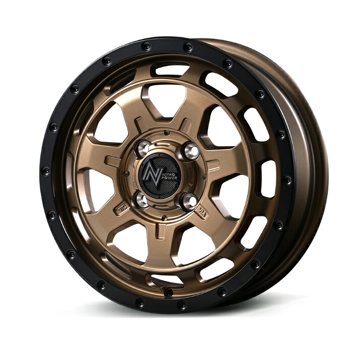MID NITRO POWER M7 Phalanx アルミホイール4本セット 14x4.5J 4H PCD100 +45 (エムナナ ファランクス Matte Bronze/Rim Black) ナイトロパワー|オートクラフト