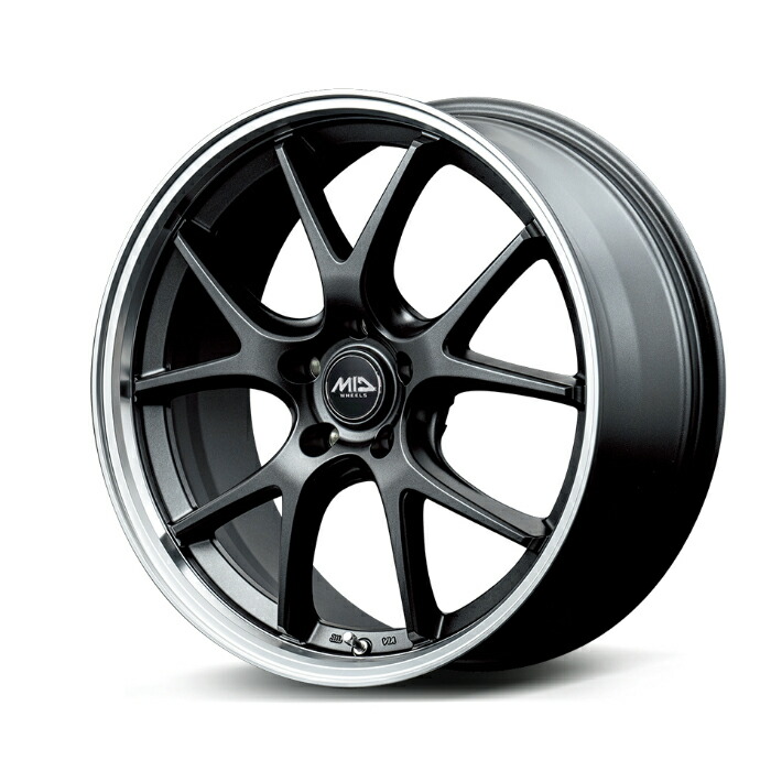 MID WHEELS EXE5 V selection アルミホイール1本 18x8.0J 5H PCD114.3 +42 (エグゼファイブブイセレクション セミグロスガンメタ/リムポリッシュ/ブラック) 4本購入で送料無料｜オートクラフト