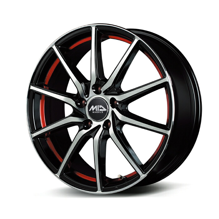 MID WHEELS RX810 アルミホイール4本セット 14x4.5J 4H PCD100 +45 (アールエックスハチイチマル ブラックポリッシュ/アンダーカットレッド)|オートクラフト