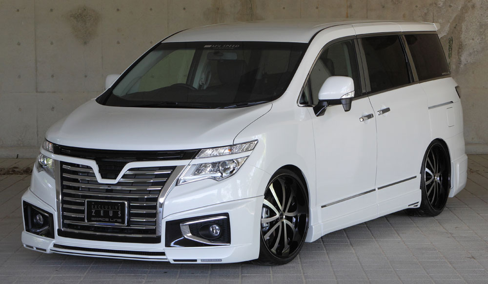 M'z SPEED 4点キット(マフラーレス用) ファントムブラック (GAE) FRP エルグランド PE52 PNE52 TE52 TNE52 H26.4～R2.9 ハイウェイスター MC後 グレースライン 3082｜オートクラフト
