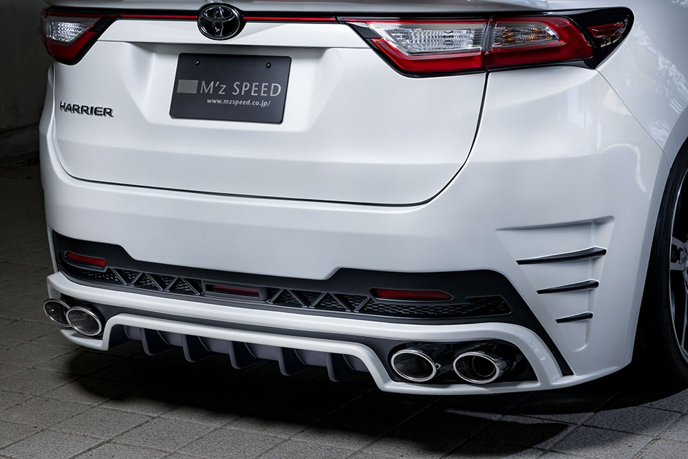 M'z SPEED リアバンパースポイラー 未塗装 FRP ハリアーハイブリッド AVU65W H29.6～R2.5 MC後 クリアランスソナー付車除く エグゼライン 4131
