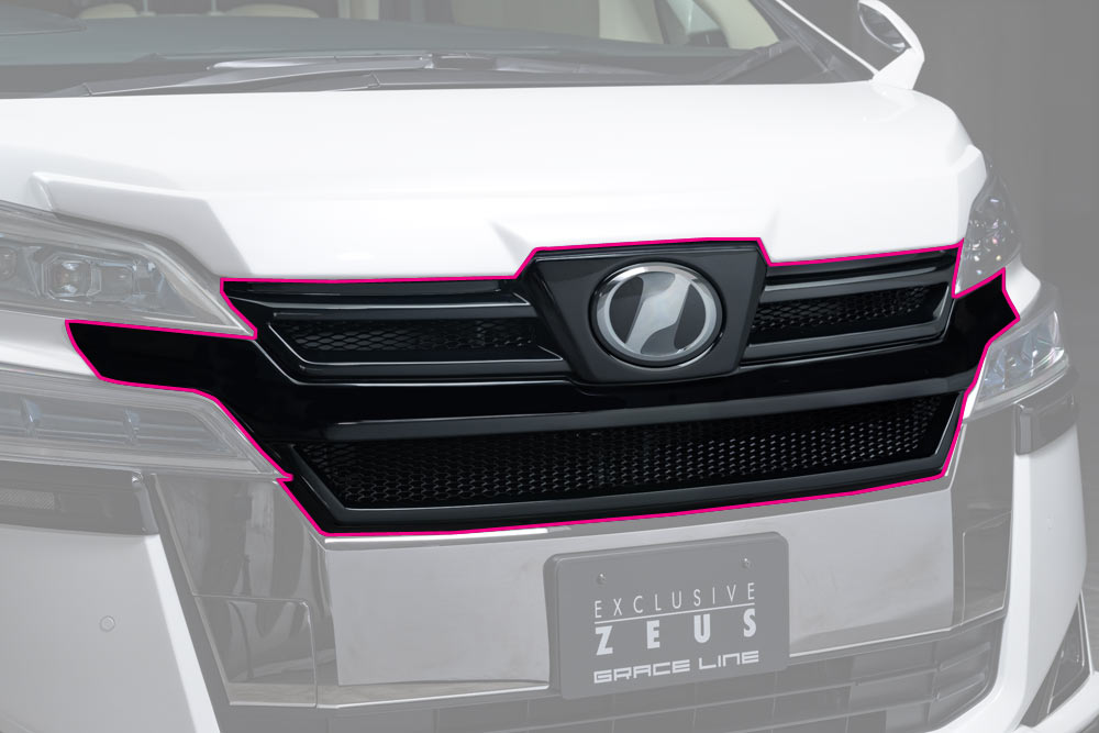 M'z SPEED フロントグリル 未塗装 FRP ヴェルファイアハイブリッド AYH30W H30.1～R5.5 V/X/エグゼクティブラウンジ MC後 カメラ無車 インテリジェントクリアランスソナー(パーキングサポートブレーキ)付車除く グレースライン 3042