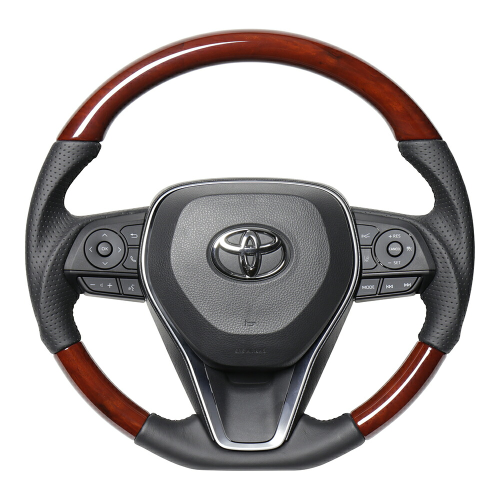 REAL レアル ステアリング ブラウンウッド(ブラックユーロステッチ) RAV4 PHV AXAP54 2020年6月～ ※PHV以外は不可