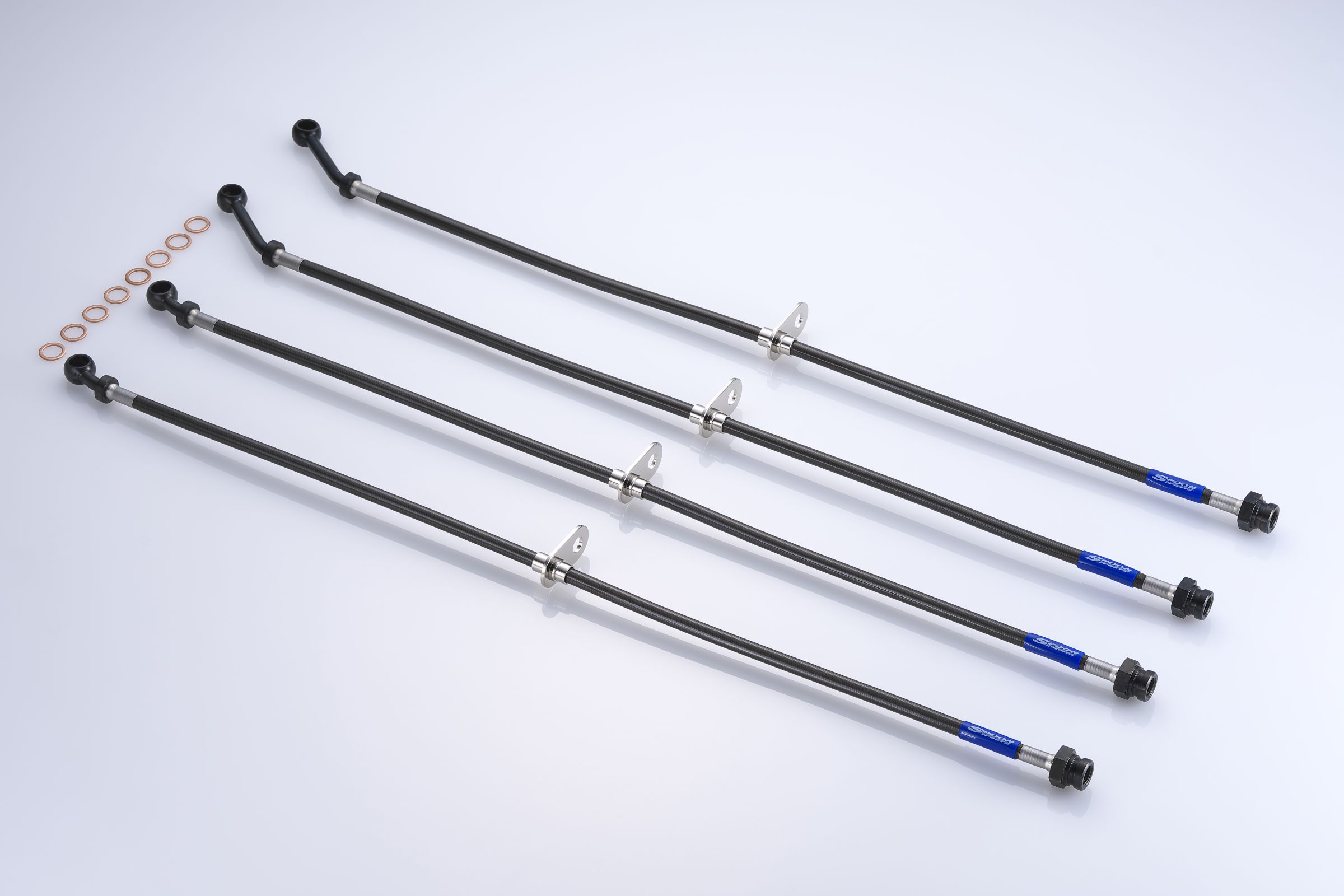 SPOON スプーン ブレーキホースセット シビック FK DBA-FK7 6MT/DBA-FK7 CVT/DBA-FC1/6BA-FK7 6MT/6BA-FK7 CVT L15C/L15B フィッティングはスチール製。