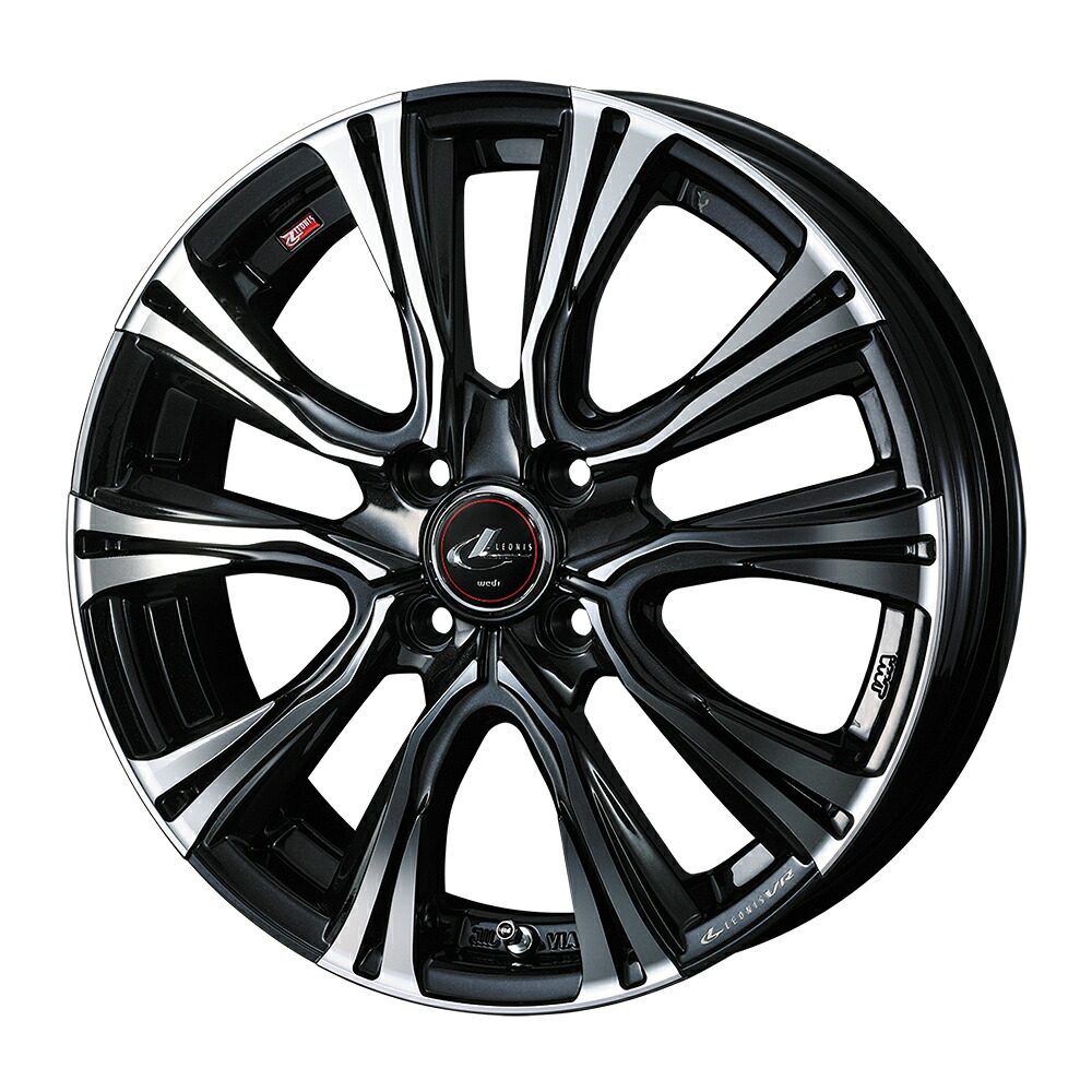 WEDS LEONIS VR アルミホイール4本セット 15X4.5J 4H PCD100 +45 (パールブラック/ミラーカット PBMC) ウェッズ レオニス|オートクラフト