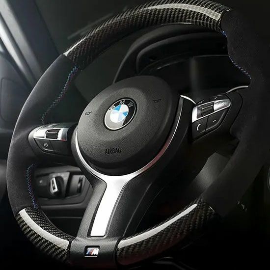 BMW 2/3/4シリーズ(F系) Mスポーツ車用 ステアリングホイール(アルカンターラ/カーボン)【ECS Tuning】