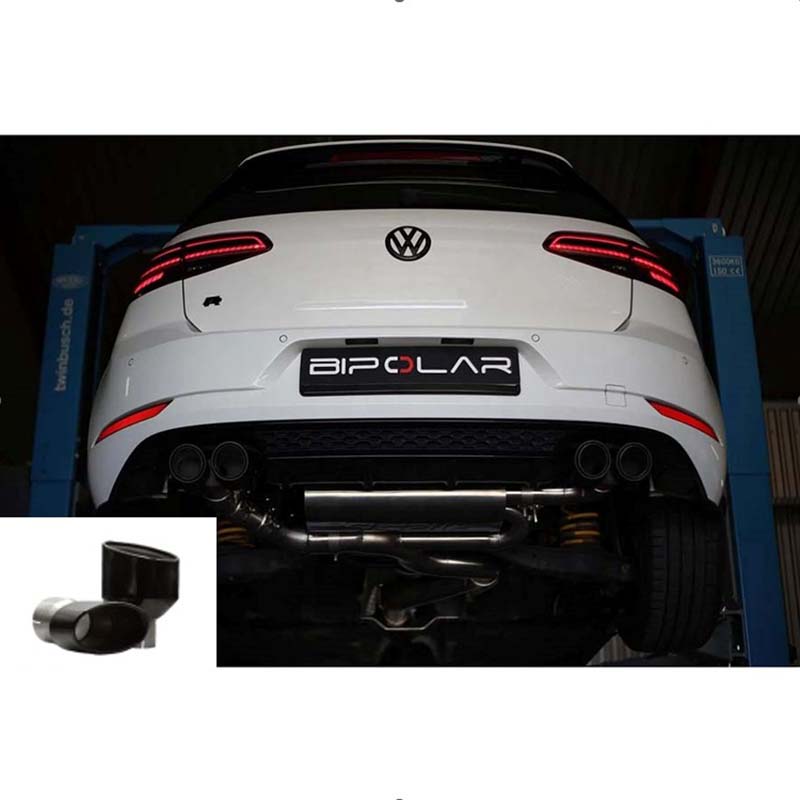 VW ゴルフ7.5R ECE認証 可変バルブマフラー(楕円2本出しブラックテールパイプ・純正触媒用)【BIPOLAR】｜Auto-Parts 店