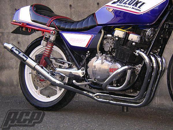プリティー製 GSX400F 流 タイプ1 4-2-1 マフラー メッキ