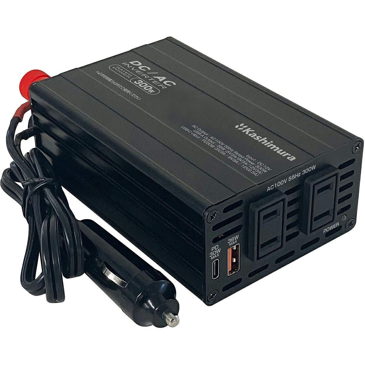 カシムラ KD-263DCACインバーター300W USB-A USB-C