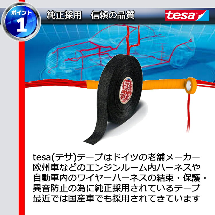 【クーポン配布中】【送料無料】 tesa 51608 51036 51628 各5巻組みお買い得なアソートセット 耐熱 緩衝 異音防止 結束テープ 配線保護ケーブルハーネス用フリース粘着テープ テサテープ【tesa】