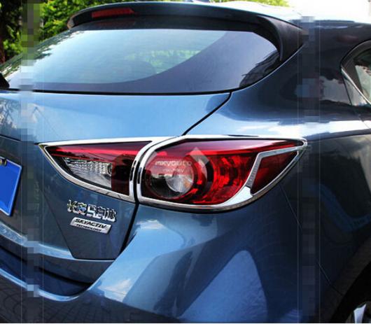 車用メッキパーツ アクセサリー マツダ 3 アクセラ 2014 2015 2016ハッチバックハッチクロームリアテールライトランプカバートリムベゼルガーニッシュサラウンド AL-AA-0848 AL Car plating parts