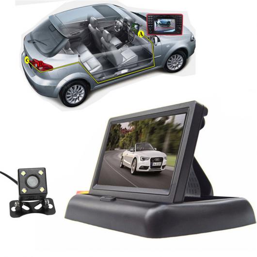 カー用品カメラ 折りたたみ4.3 ″TFT液晶ミニ カー モニター リア ビュー バックアップカメラ カー リバース パーキング システムナイトビジョン AL-AA-1653 AL Car supplies camera