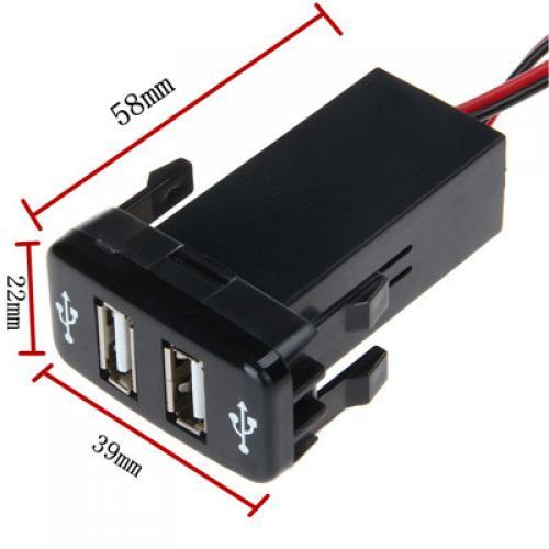車用ケーブル 5V 2.1Aデュアル USB インタフェースソケット充電器 オーディオ 入力ソケット トヨタ ハイラックス VIGO ブラック AL-AA-6896 AL Car cable