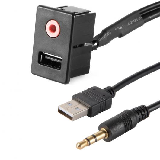 車用ケーブル USB 3.5 mmプラグ ダッシュボード フラッシュマウント AUX 延長 ケーブル アダプタ フォルクスワーゲン トヨタ ブラック オーディオ フォード AL-AA-6850 AL Car cable