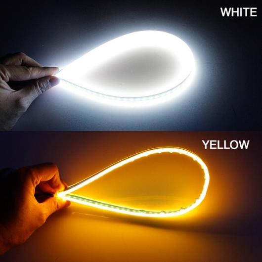 スリム フレキシブル DRL スイッチバック LED ナイトライダーストリップライト ヘッドライトシーケンシャル フロー アンバーターンシグナルライト White turn Yellow 45cm AL-BB-1168 AL Car light