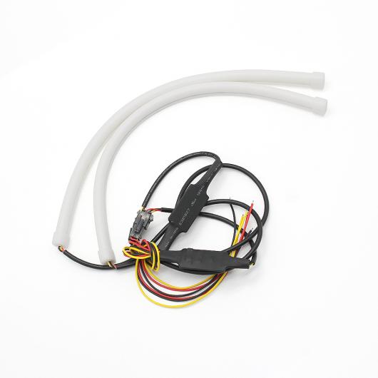 2ピース DRL フレキシブル LED チューブストリップ デイタイム ランニングライトウインカーエンジェルア 45CM White turn Yellow AL-BB-1088 AL Car light