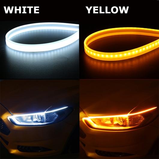 防水 フレキシブル ユニバーサル DRL デイタイム 光 ヘッドライトストリップブレーキターンシグナルランプ 45cm，60cm White and yellow AL-BB-1235 AL Car light