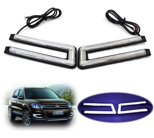 2ピースセット LED DRL デイタイム ランニングライト 120SMDサファイア フリップ チップ外部防水 ブレーキ＆ステアリングランプ White AL-BB-1278 AL Car plating parts