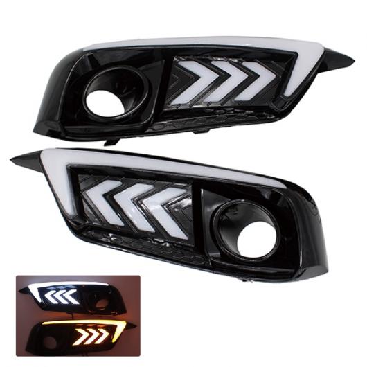 12V LED DRL デイタイム ランニングライト ホンダ シビック 10th 2016 2017シグナル・ライト オン イエロー カラー フォグランプ ホール White with Yellow AL-BB-1337 AL Car plating parts