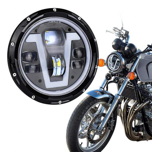 7インチ LED ヘッドライトCB400SF オトバンク イカリング DRL 機能 ホンダ ホーネット VTR250 CB750 CB400 対応 ハーレー FLSTN FLHX 装着 1個 AL-BB-1417 AL Car plating parts