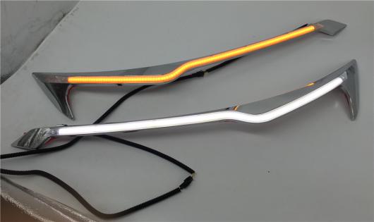 2ピース ヘッドライト アイブロー 装飾 ターン シグナル 12V DRL デイタイム ホンダ シビック 2011 2012-2015 White and Yellow AL-BB-1561 AL Car plating parts