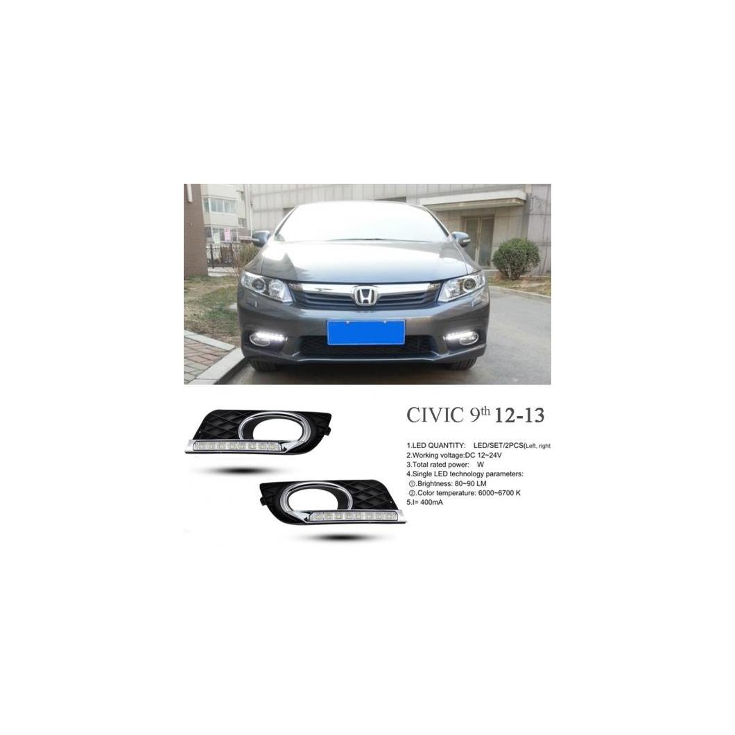 ターニング シグナル スタイルリレー 12V LED DRL デイタイムランニングライト ホンダ シビック カバー 9TH 2012 2013 イエロー AL-BB-1311 AL Car plating parts