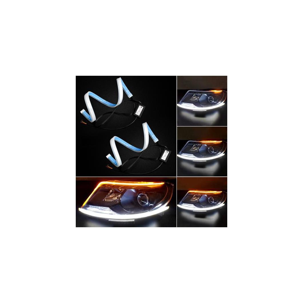 アンバーシーケンシャル LED ライトフレキシブルチューブターン シグナル ストリップランプ DRL チューニング ヒュンダイ 2 Pieces AL-BB-1508 AL Car plating parts|オートパーツエージェンシー